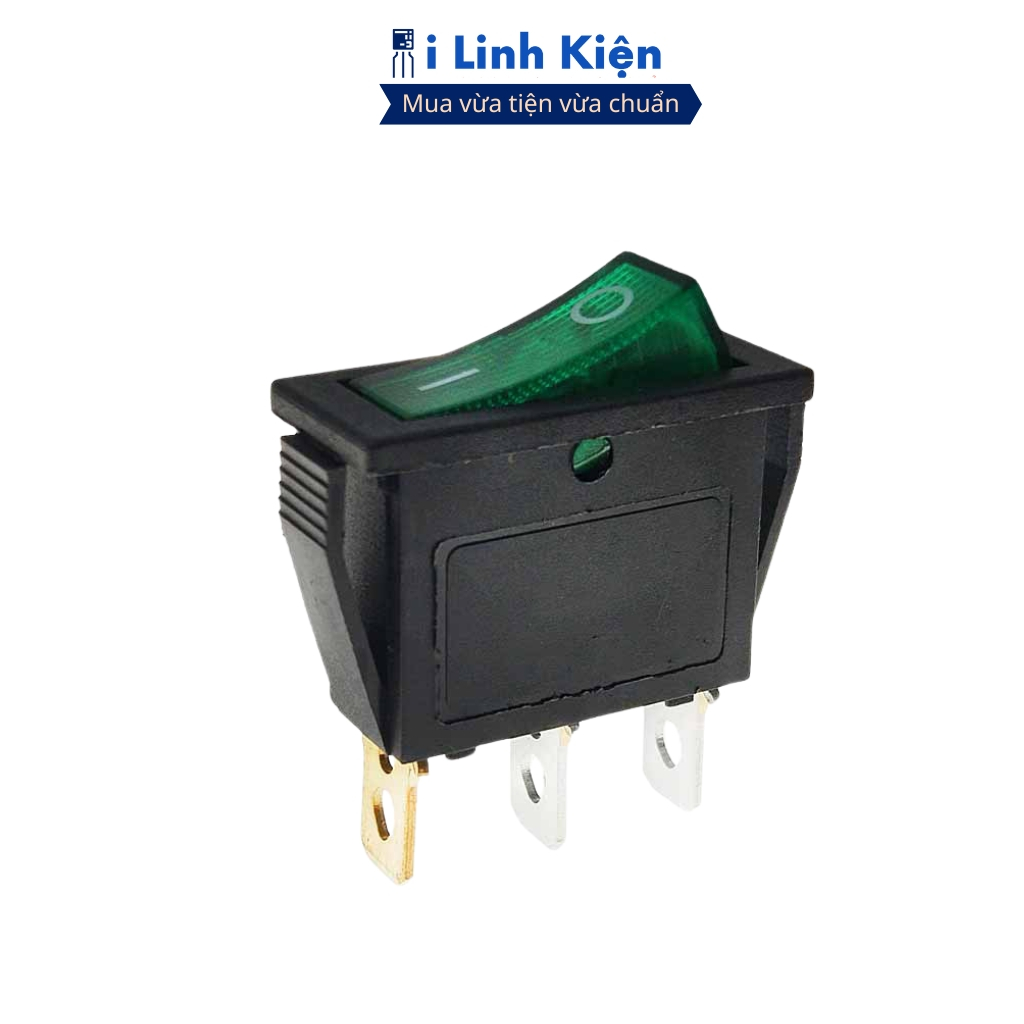 Công tắc bập bênh KCD3 16A/250V 3P 13x31mm đèn xanh lá (công tắc Lioa) ilinhkien