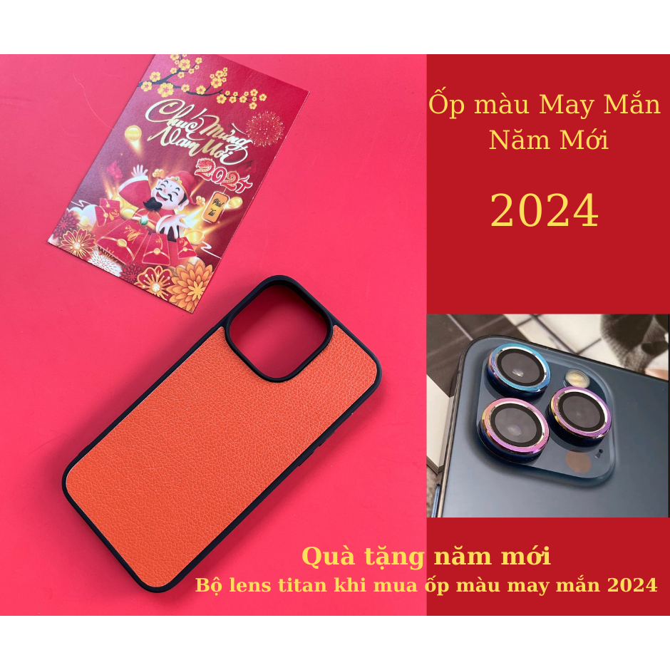 Ốp da iphone màu sắc nổi bật đã hết tặng lens