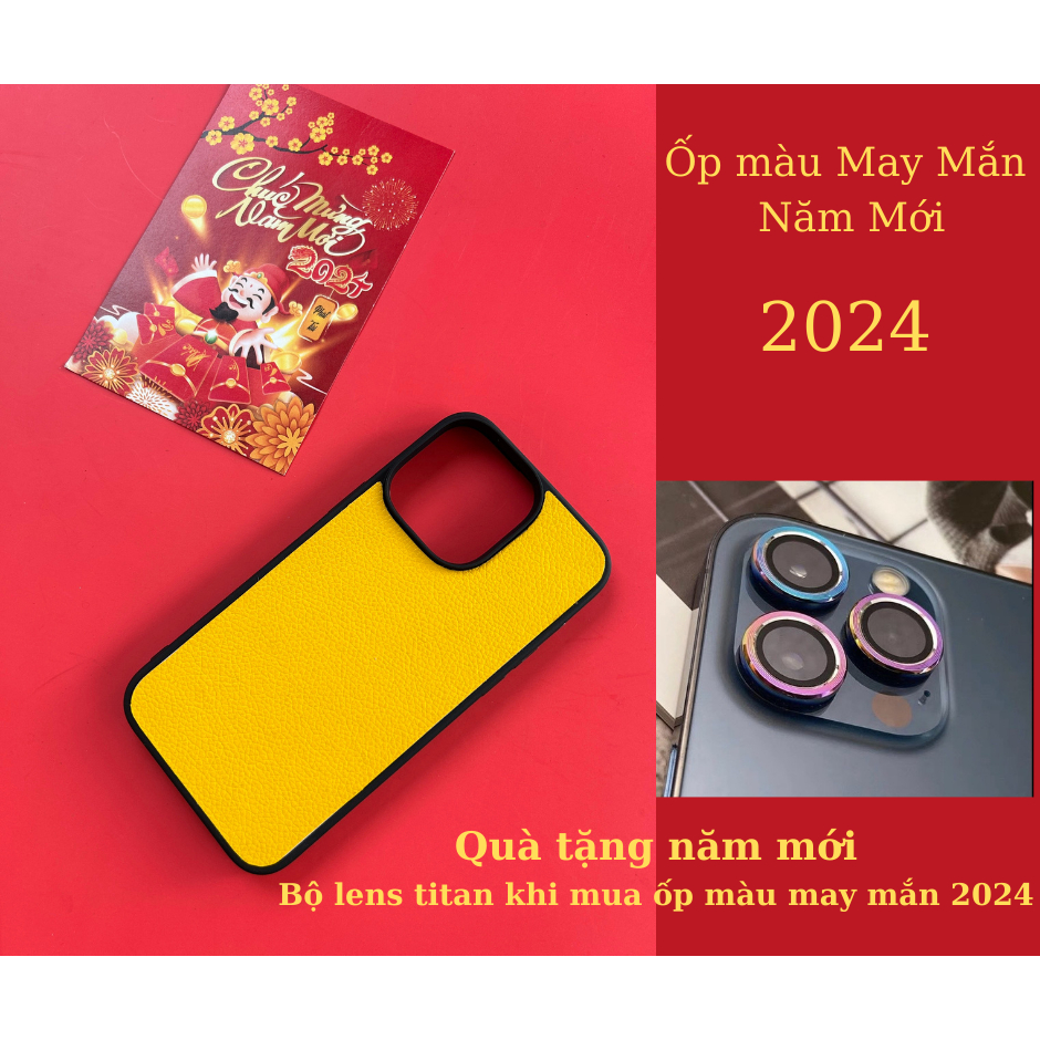 Ốp da iphone màu sắc nổi bật đã hết tặng lens