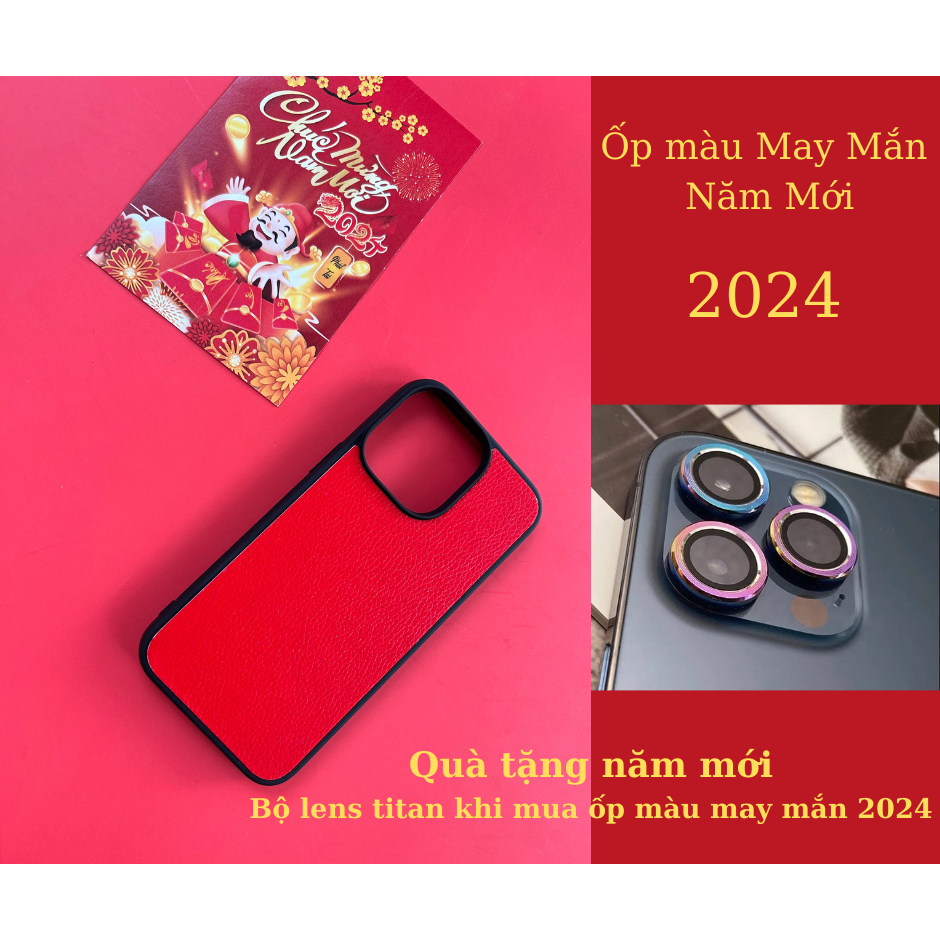 Ốp da iphone màu sắc nổi bật đã hết tặng lens
