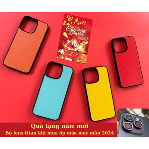 Ốp da iphone màu sắc nổi bật đã hết tặng lens