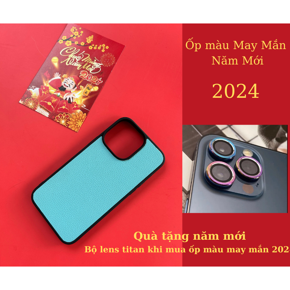 Ốp da iphone màu sắc nổi bật đã hết tặng lens
