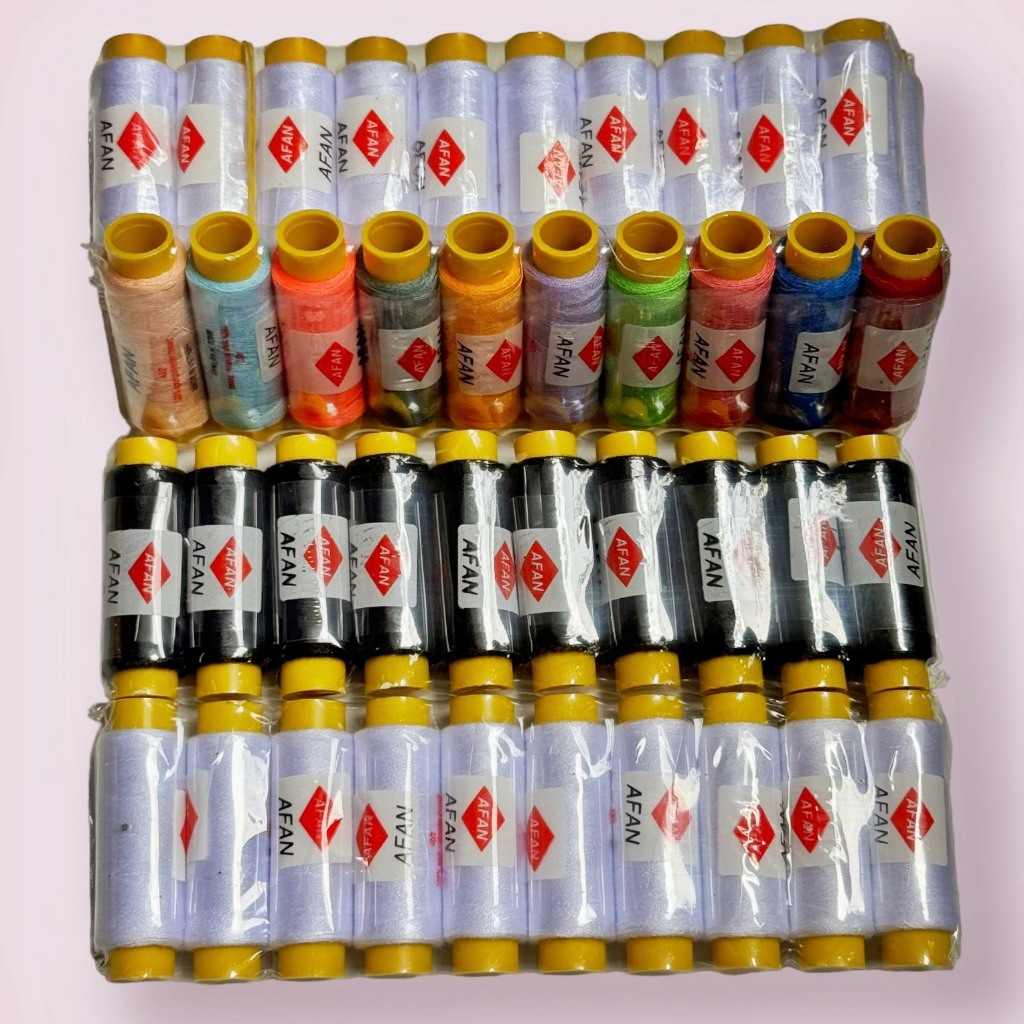 10 cuộn chỉ AFA hỗ trợ may vá may tay 2000-2500m/ vỉ đủ màu - trắng - đen