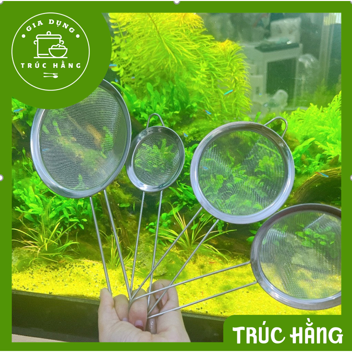 Dụng cụ rây lọc inox có móc treo tay cầm dài tiện lợi size từ 7cm-14cm ...