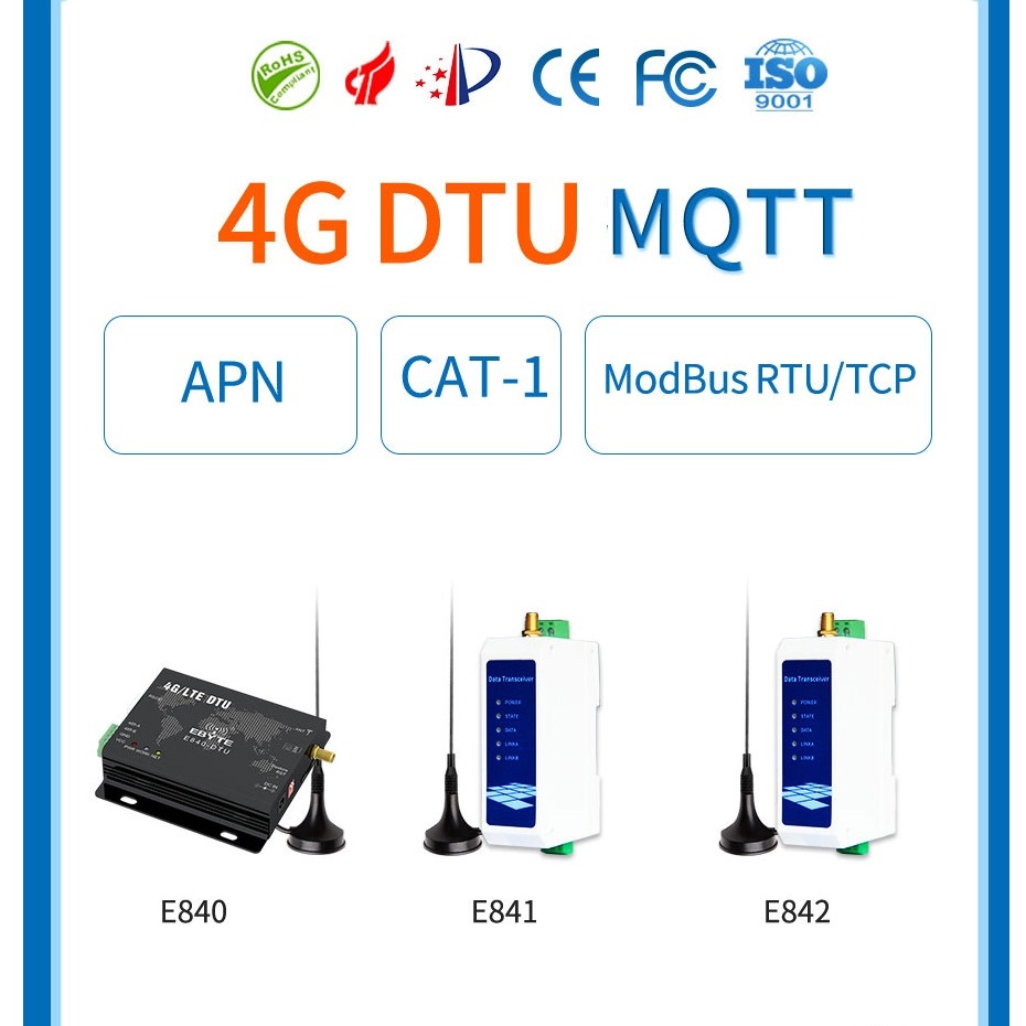 Modem DTU 4G LTE CAT1 E841-DTU giao tiếp RS485 hỗ trợTCP/IP MQTT ...