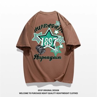Áo Phông Nam Nữ Form Rộng Phối Chữ HUPEAGAIN 1897 Hai Mặt Sành Điệu Phong Cách Trẻ Trung, Chất Vải Cotton Khô Mát Mẻ