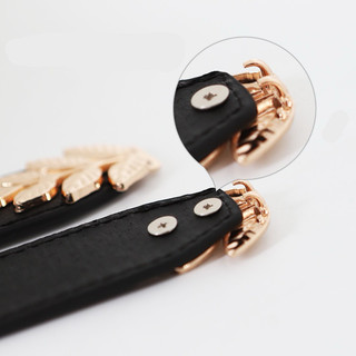 Thắt Lưng/ Đai váy Nữ Chun Phối Dây Da 2.5cm Khoá Hình chiếc lá Sang chảnh