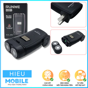 Máy cạo râu Runwei RS182 2 lưỡi cắt nhỏ gọn tích hợp chân sạc