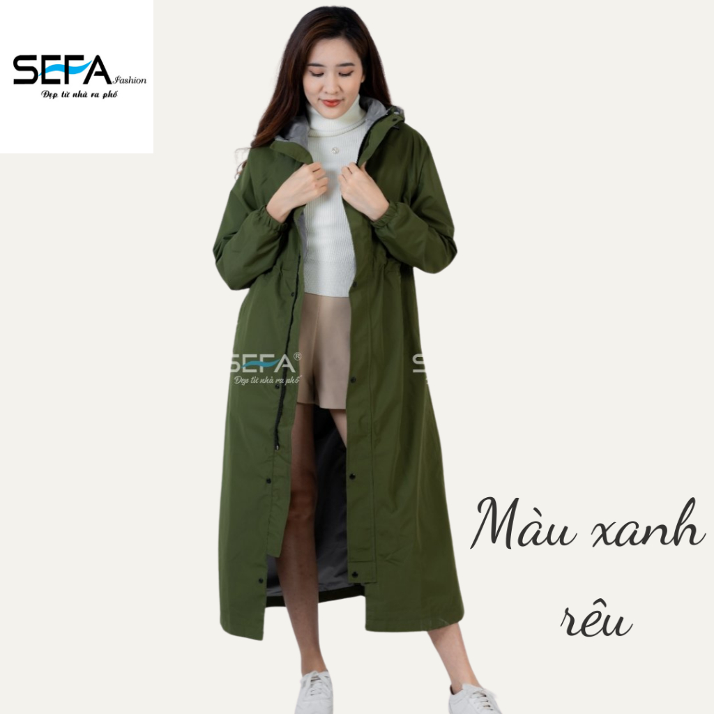 Ảnh Áo choàng áo mưa dáng dài măng tô đi đường tránh mưa tránh rét, có dây rút eo, 2 lớp phủ chống thấm nước, hàn nhiệt 4