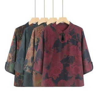 Áo thêu mùa hè của bà, áo sơ mi của mẹ già, quần áo phụ nữ lớn tuổi