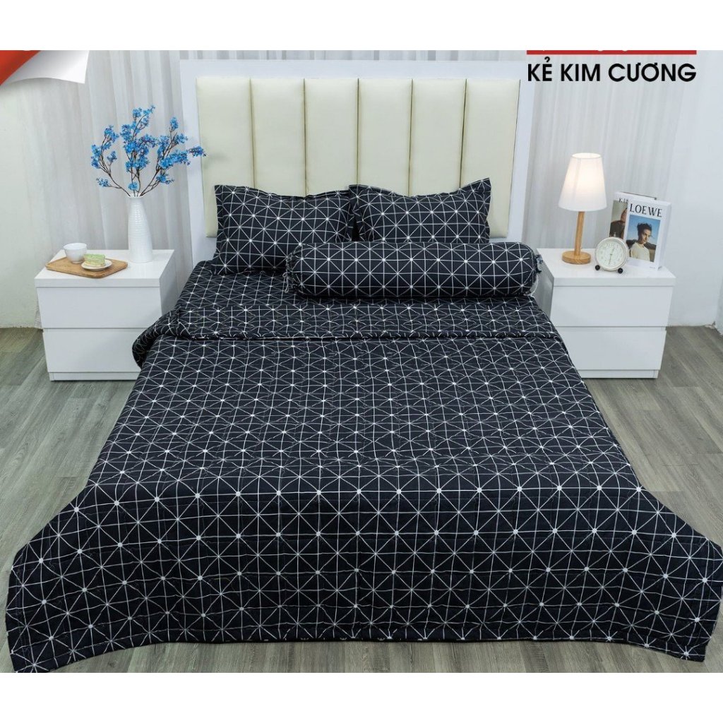 Ga Chun - Bộ Ga Gối Vỏ Chăn Hoa Hồng Tím Rose Peony