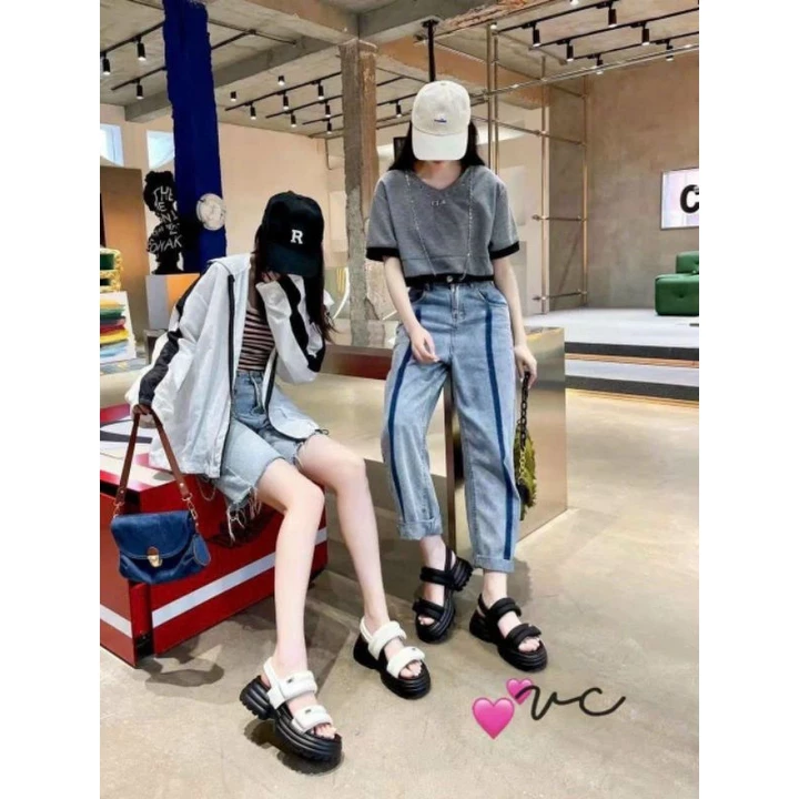 Dép Sandal Quai Hậu Nữ 2 Quai Ngang Phồng MM Đế Độn 5cm Thời Trang Hách Dáng Hot Trends - Quai Hậu Giá Rẻ