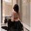 HT489 Set váy ngủ và áo choàng phối ren hình bướm kèm ĐỆM LÓT, đồ ngủ lụa tôn dáng HT489 (69+202)