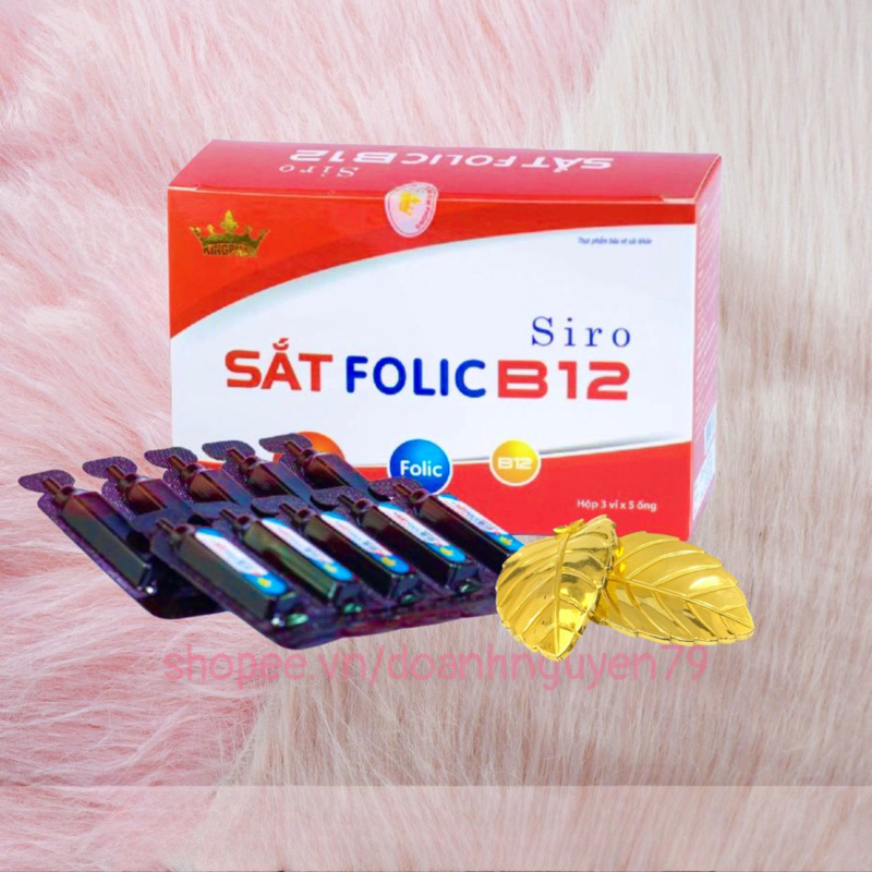 Siro Sắt Folic B12 Kingphar (Hộp 15 ống), Hỗ trợ giảm nguy cơ thiếu máu ...