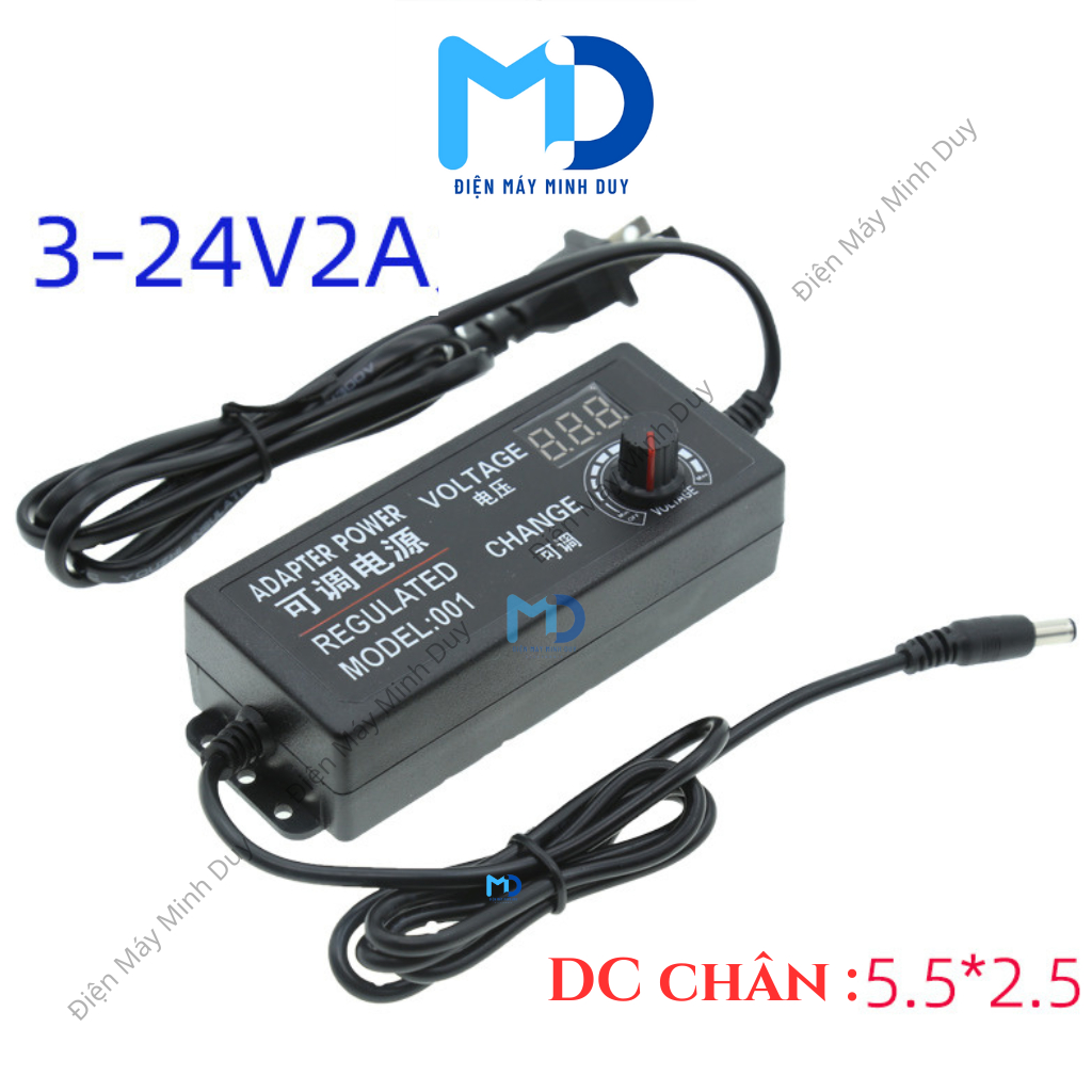 Bộ Chuyển đổi Nguồn điện Ac 100 220v Sang Dc 3 24v 2a Bảo Vệ điều Chỉnh được điện áp Jack Nguồn