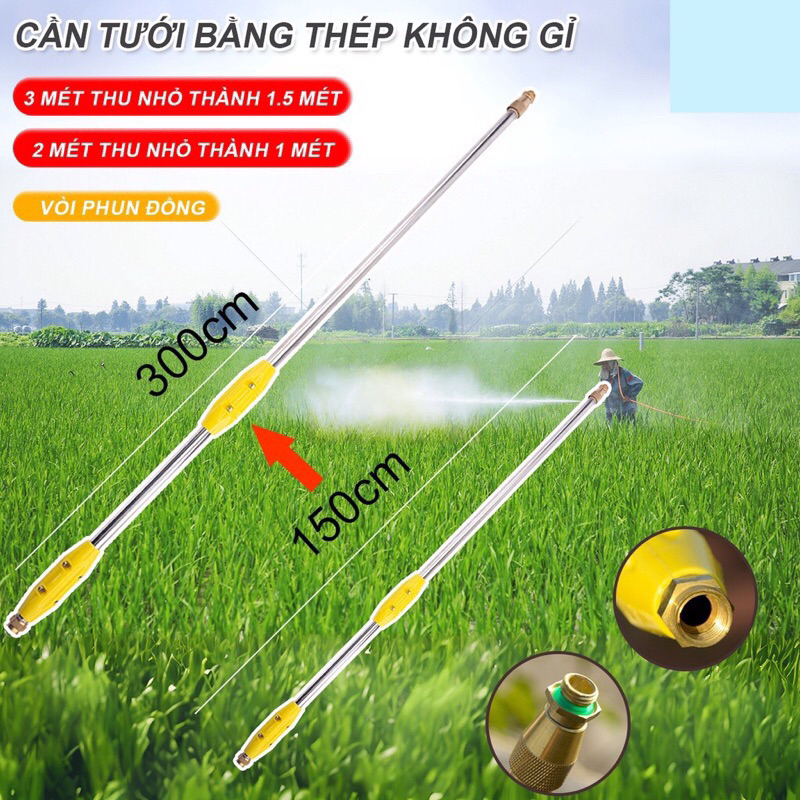 Cần rút inox 1,5m kéo dài 3 ét chuyên dụng phun xịt phân thu.ốc phun xa ...