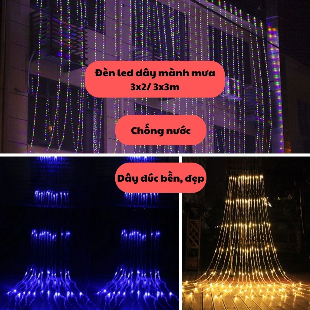 Đèn nháy dây led mành mưa, kích thước 3x3m/ 3x2m | Shopee Việt Nam