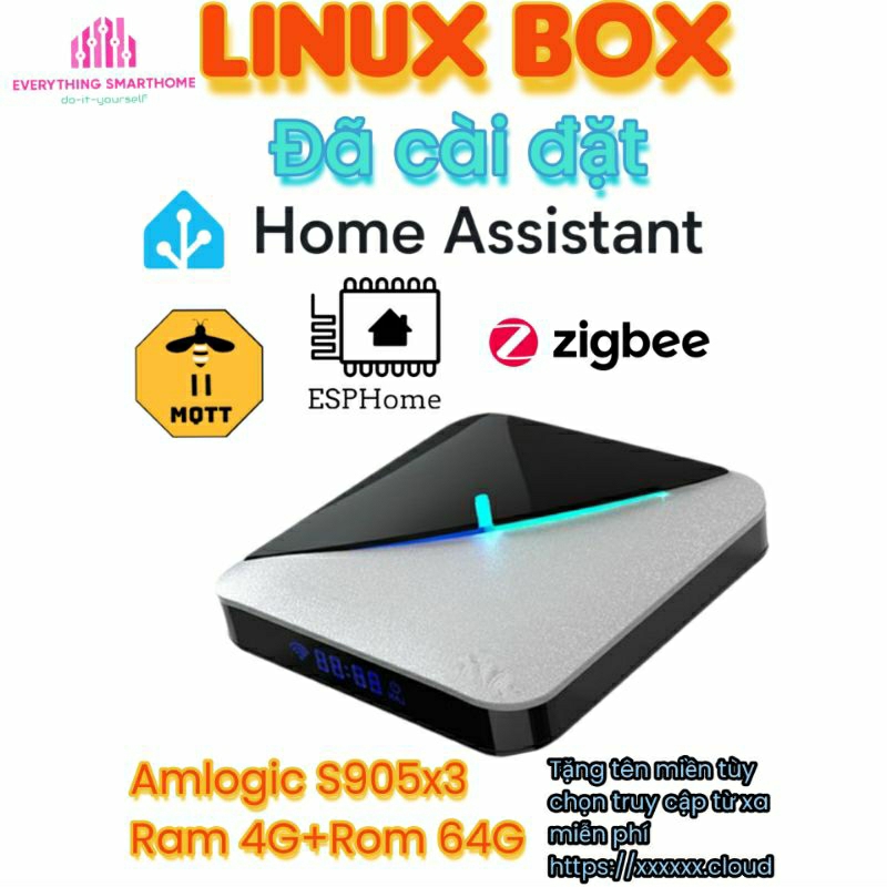 Linux box đã cài đặt sẵn home assistant , zigbee2mqtt , esphome tặng ...
