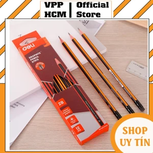 Bút chì Deli 37013 và deli 37015 - Bút chì sọc đỏ 2B