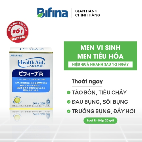 Men vi sinh Bifina Nhật Bản - Loại R 20 gói - Giảm chướng bụng,đầy hơi, ăn uống khó tiêu