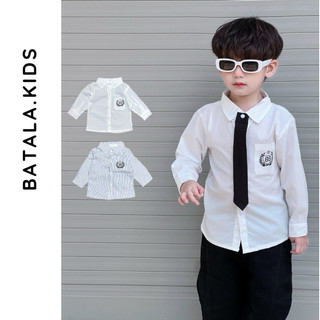 Áo sơ mi DÀI TAY cho bé trai Batala kids phong cách Hàn quốc 3 MÀU TRẮNG GHI XANH cho bé từ 10-20kg
