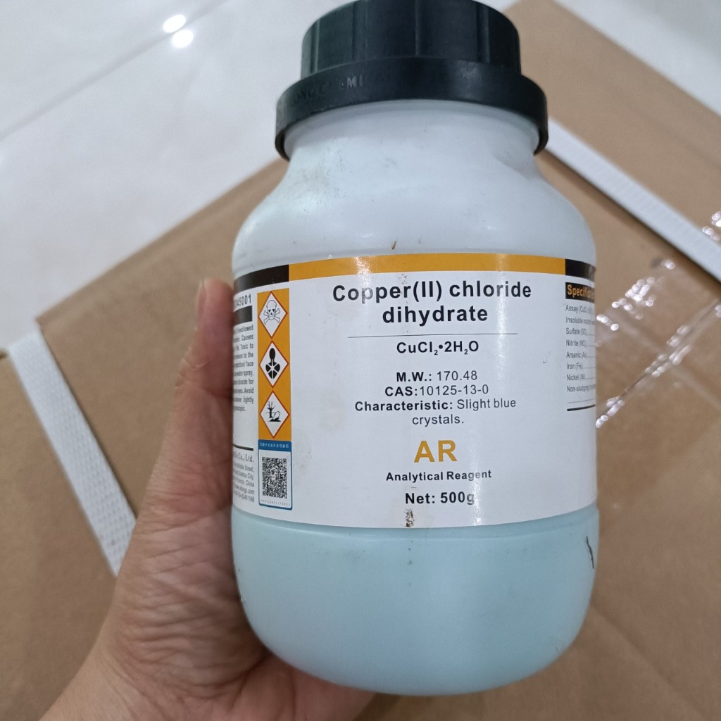 Hoá chất CuCl2 Đồng II clorua lọ 500g copper II chloride Xilong CuCl2 ...