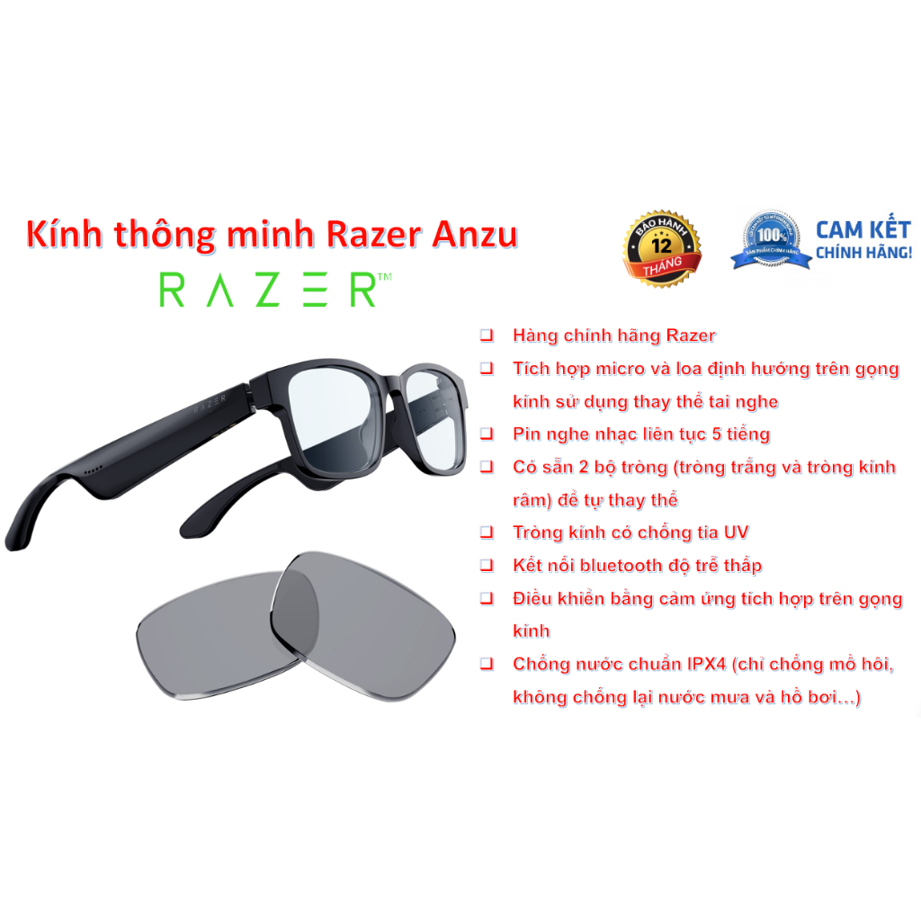 [Chính hãng Razer] Kính Thông Minh Razer Anzu Smart Glasses Blue Light ...