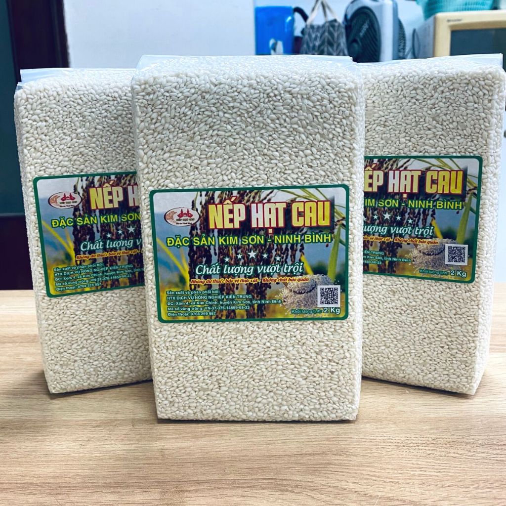 Gạo nếp hạt cau túi 1KG, 2KG - Gạo nếp dẻo thơm, vị đậm, dinh dưỡng cao