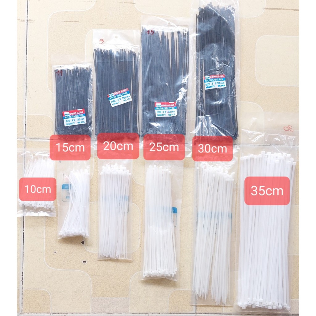 Dây rút Trắng - Đen (10, 15, 20, 25, 30, 35cm) | Shopee Việt Nam