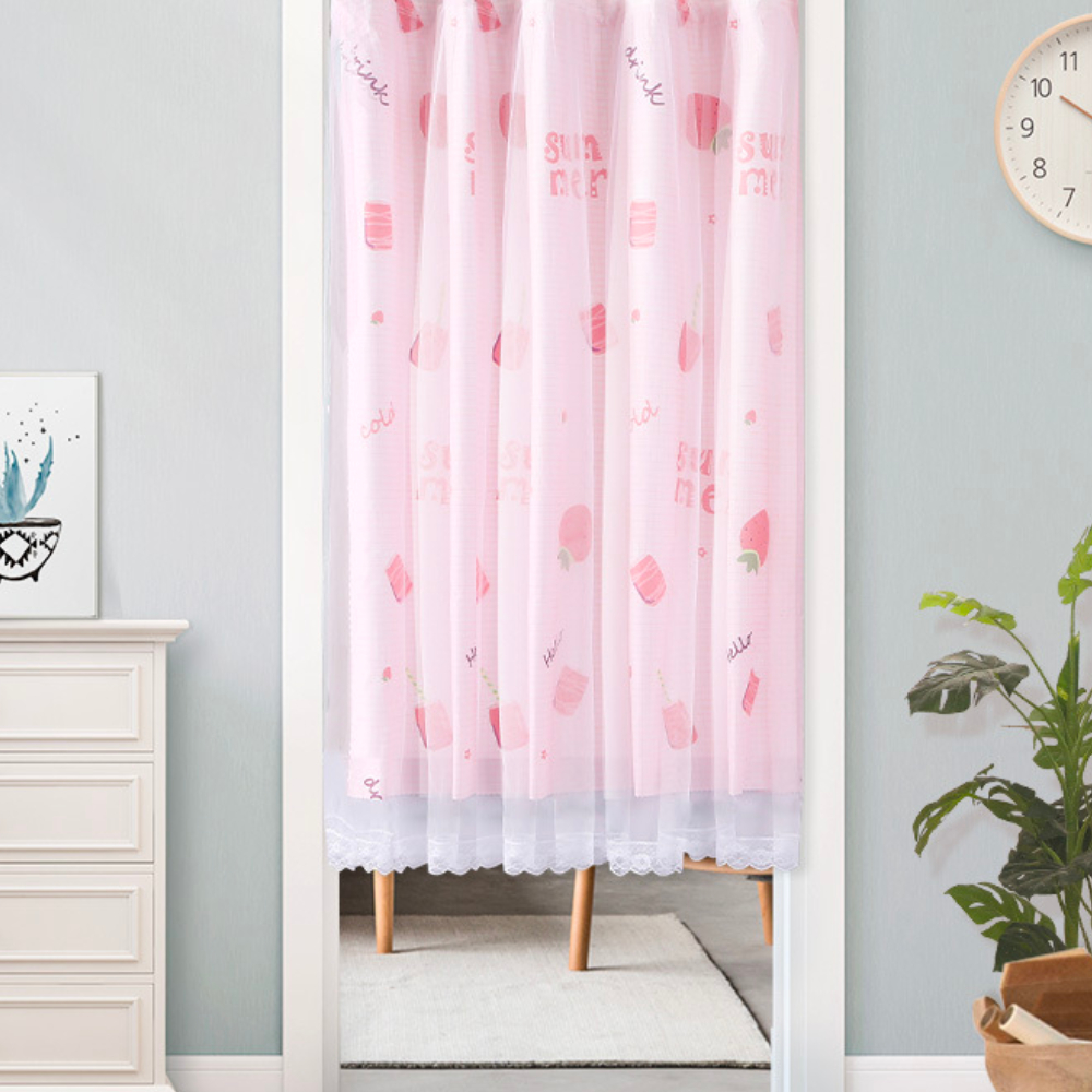 Ảnh Rèm cửa Levika dán keo không cần thanh treo, hồng dâu trang trí phòng cửa sổ 3