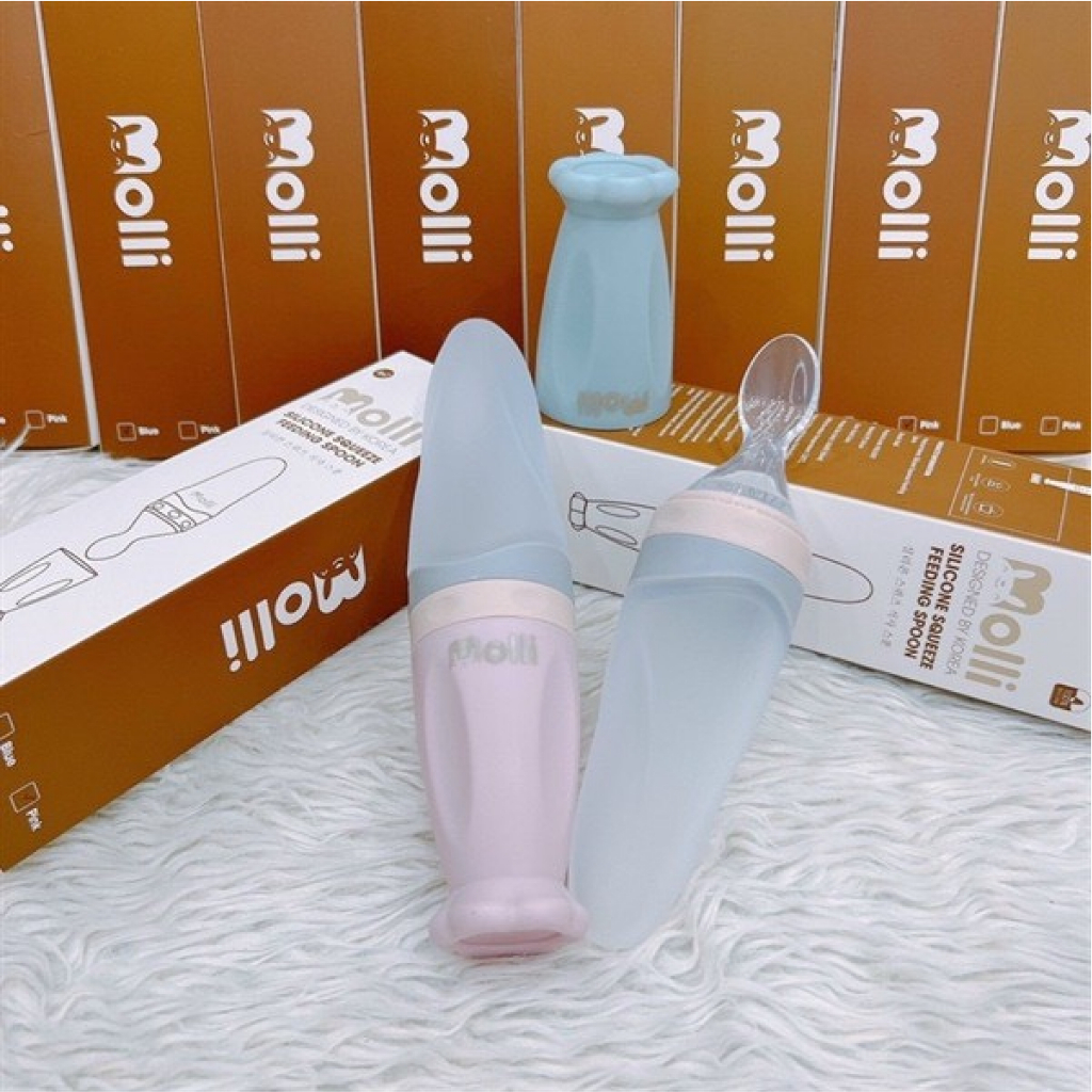Bình thìa ăn dặm silicon Molli dung tích 90ml cho bé  Đậu Đậu Store - Bình Thìa Ăn Dặm Nhỏ Gọn, Có Nắp Đậy