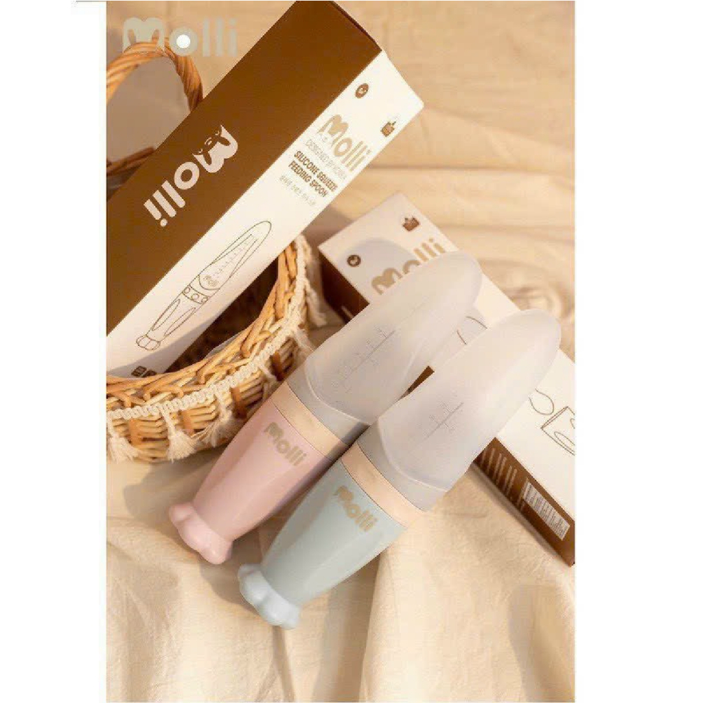 Bình thìa ăn dặm silicon Molli dung tích 90ml cho bé  Đậu Đậu Store - Bình Thìa Ăn Dặm Nhỏ Gọn, Có Nắp Đậy