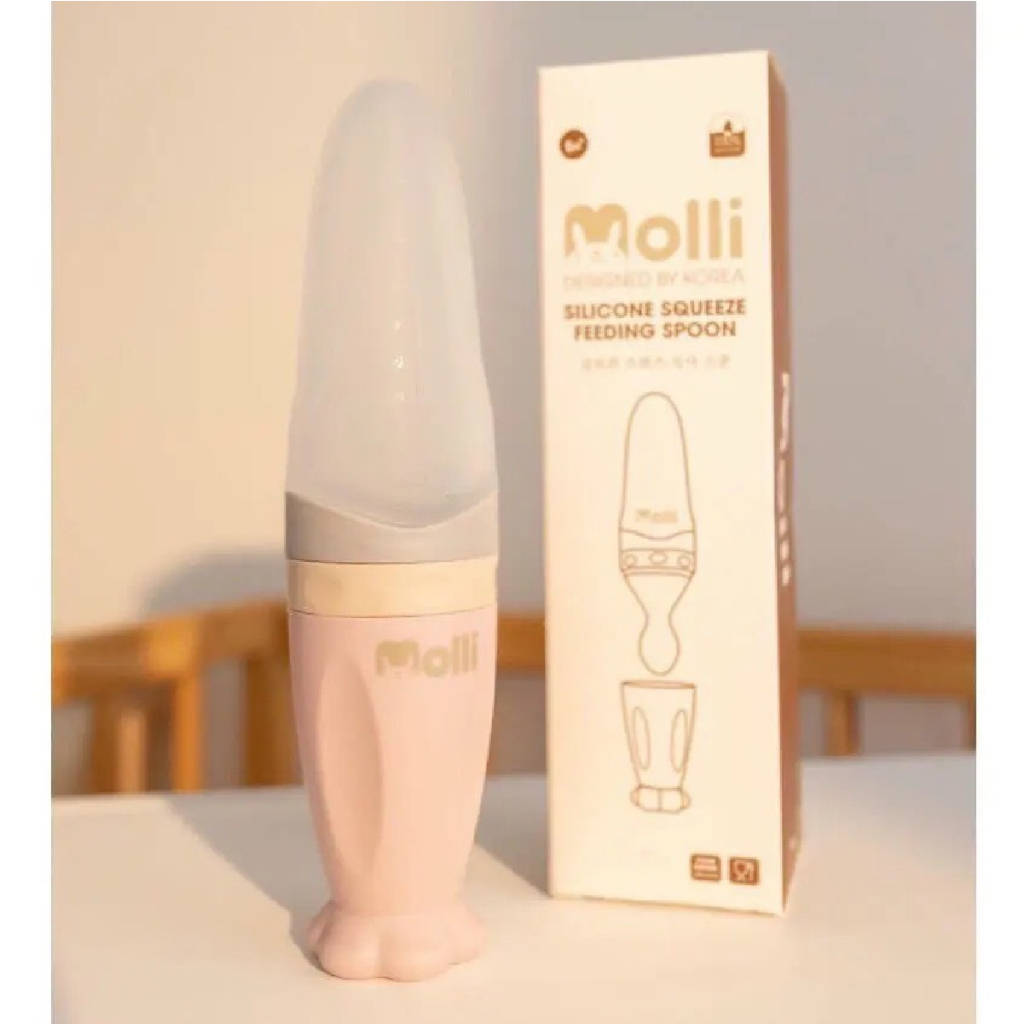 Bình thìa ăn dặm silicon Molli dung tích 90ml cho bé  Đậu Đậu Store - Bình Thìa Ăn Dặm Nhỏ Gọn, Có Nắp Đậy