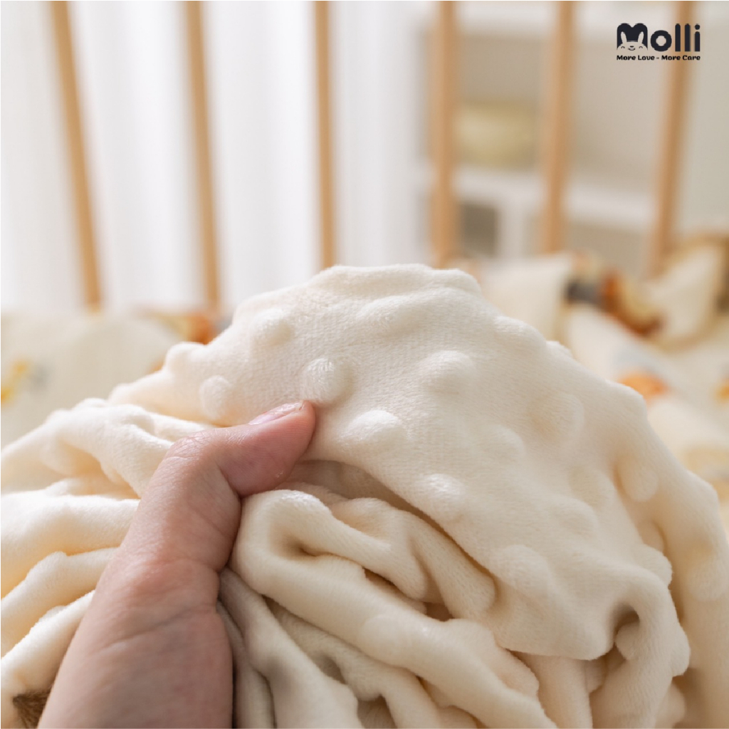 Chăn Xô Muslin Hạt Đậu Molli phong cách Hàn Quốc Cho Bé  In Họa Tiết 3D - 100x110cm Đậu Đạu Store