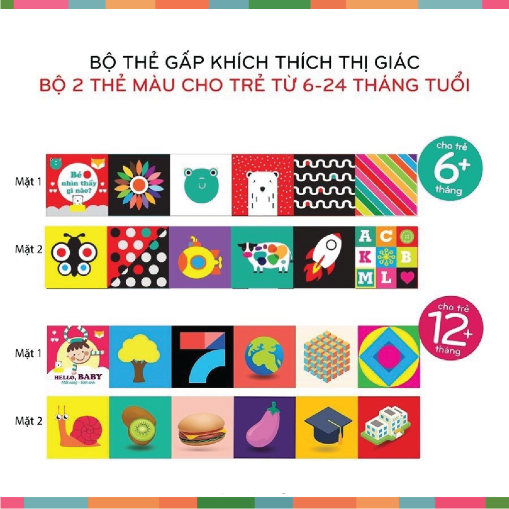 Bộ thẻ Flash card kích thích thị giác cho trẻ sơ sinh zic zắc - Song ngữ Anh Việt - 40 thẻ Cho Bé Đồ Chơi Đậu Đậu Store