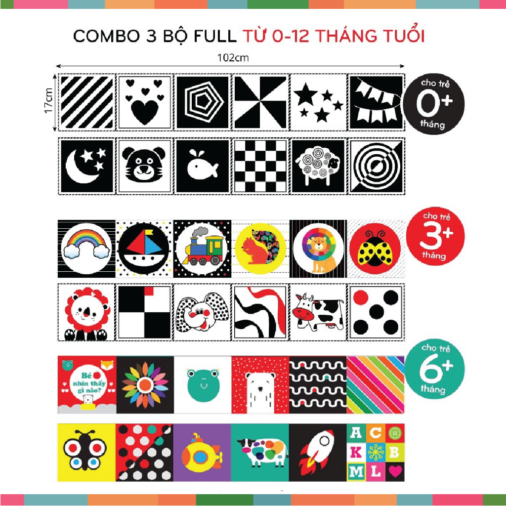 Bộ thẻ Flash card kích thích thị giác cho trẻ sơ sinh zic zắc - Song ngữ Anh Việt - 40 thẻ Cho Bé Đồ Chơi Đậu Đậu Store