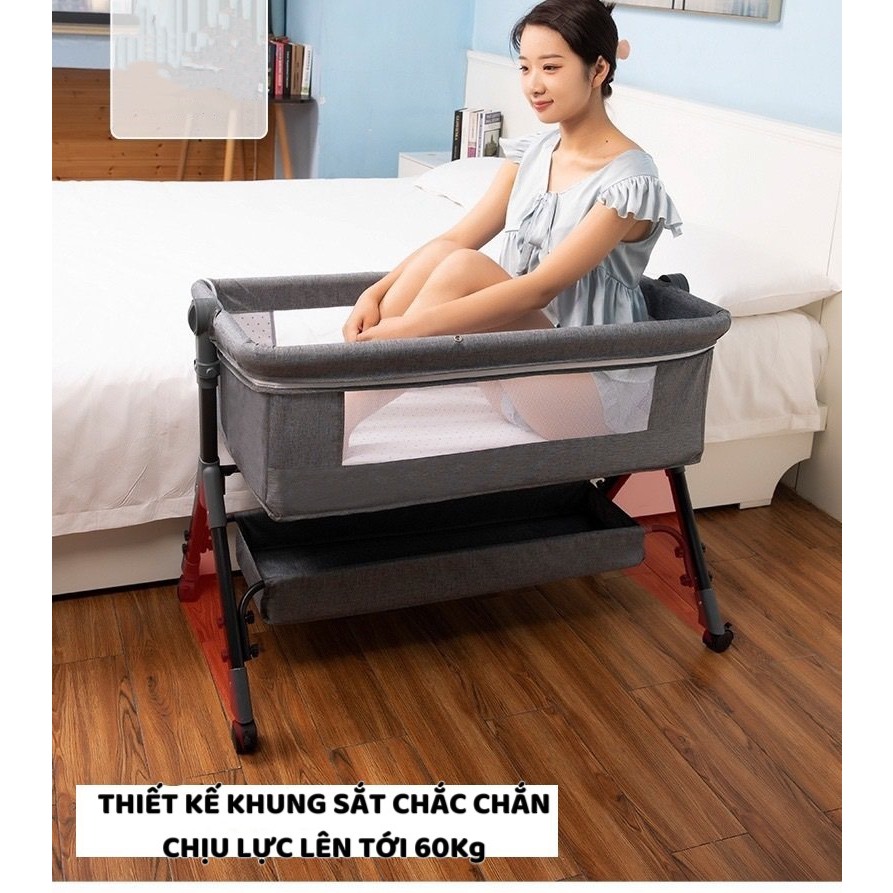 NÔI VẢI CHO BÉ - HN169 - [ TẶNG MÀN ] NÔI CŨI VẢI CHO BÉ GHÉP CHUNG GIƯỜNG VỚI BỐ MÉ