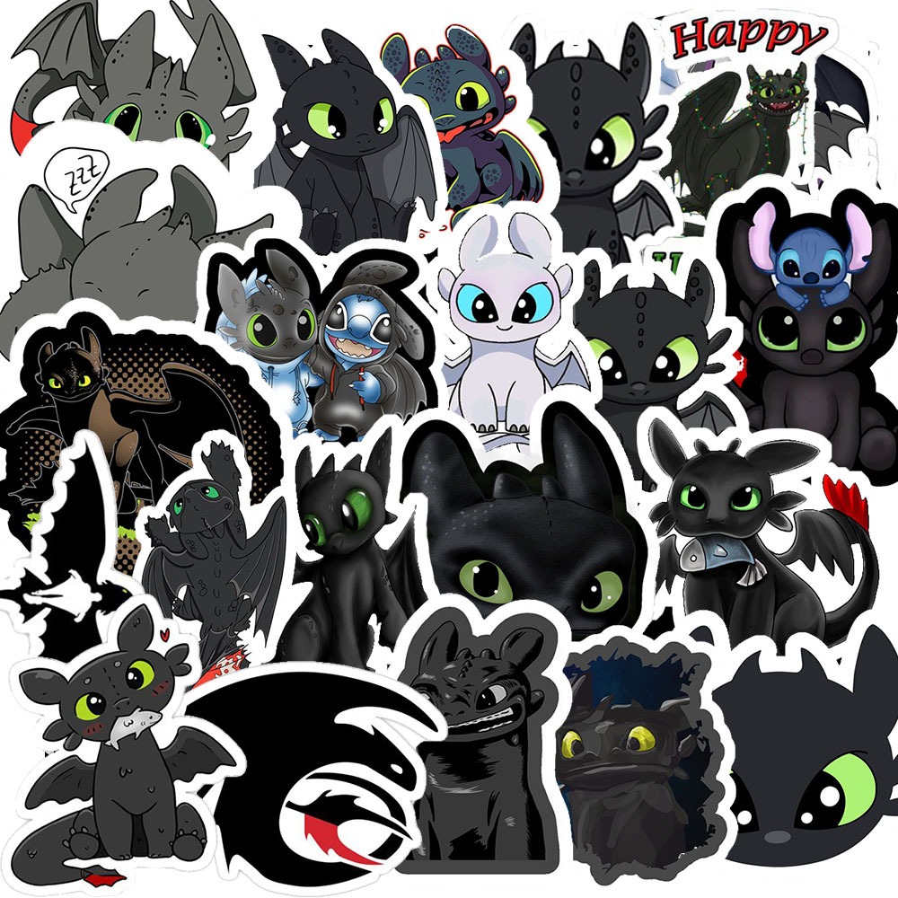 Set 50 Sticker Hình RỒNG TOOTHLESS – Decal Trang Trí Xe - Laptop - Nón ...