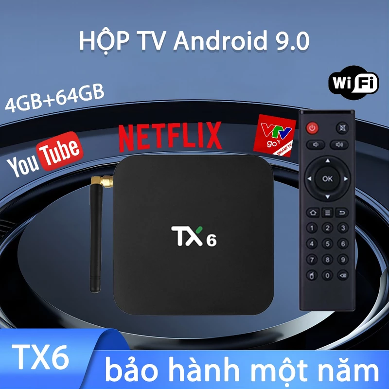 TX6 box android bộ nhớ 64G ram 4G Xem Youtube Netflix truyền hình giải trí miễn phí dành cho gia đình, Bảo hành 12 tháng — ảnh 1