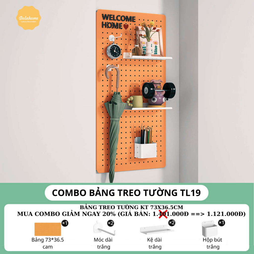 Hỏa Tốc Bảng Lỗ Pegboard Treo Tường Dola Home Kim Loại Cao Cấp Dễ Dàng Lắp Rápnhiều Màu Sắc