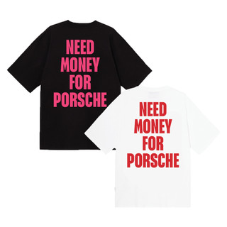Áo thun nữ local brand màu hồng nam unisex need money for Porsche cotton mùa hè ngắn tay lỡ [A231]