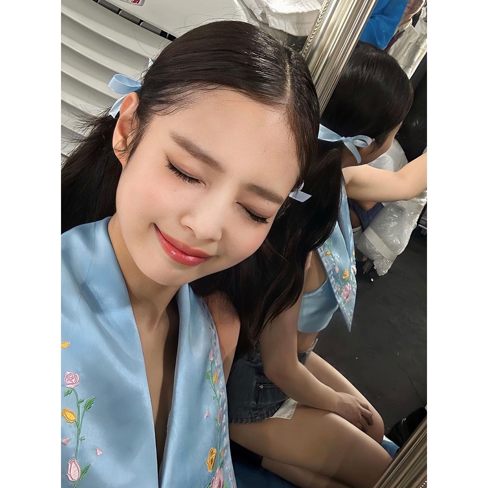 Kẹp tóc nơ ruy băng mini Jennie Blackpink Phong Cách Idol Hàn Quốc Yuuki- Set 2 Chiếc