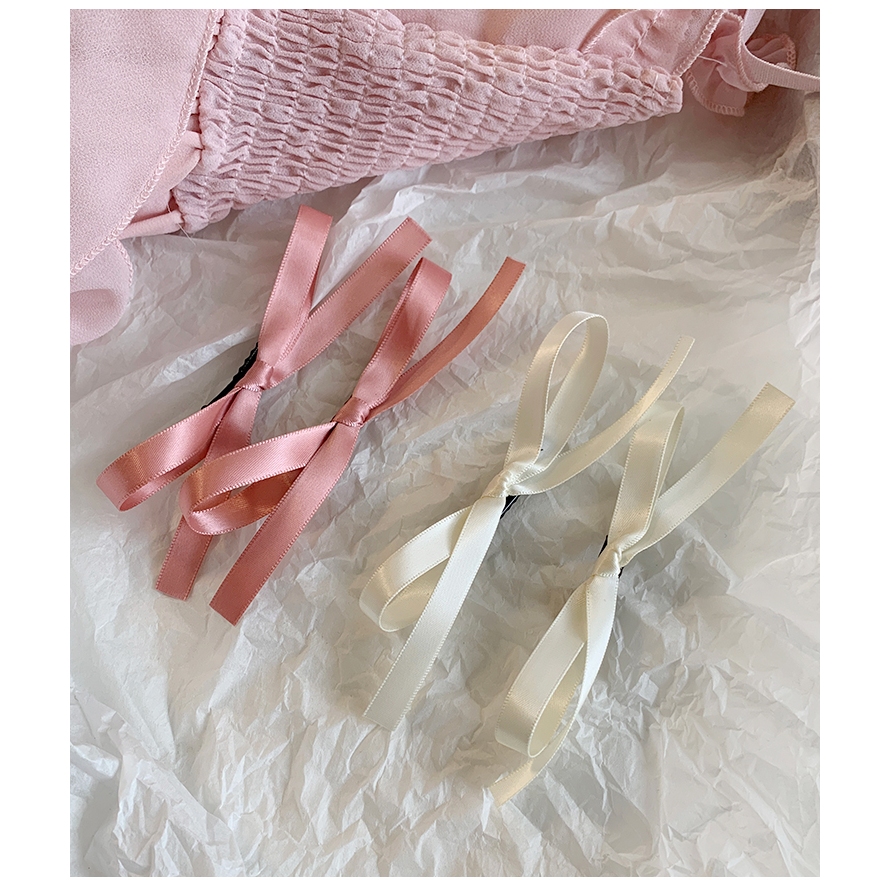 Kẹp tóc nơ ruy băng mini Jennie Blackpink Phong Cách Idol Hàn Quốc Yuuki- Set 2 Chiếc