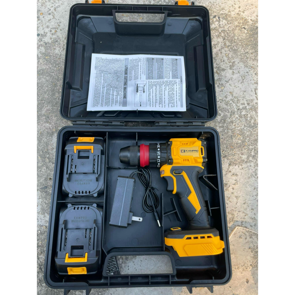 Máy khoan pin 3 chức năng Kampro Quick 7058 Đầu 2 in 1 Không Chổi Than Chân Pin Phổ Thông