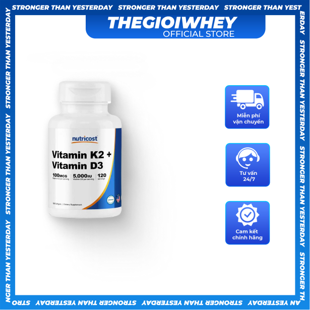 Nutricost VITAMIN K2 D3 MK7, Bổ Sung Khoáng Chất Hỗ Trợ Chắc Khoẻ Xương Khớp Giảm Chấn Thương