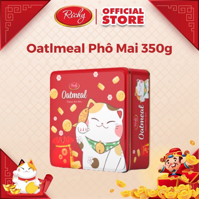 Bánh Richy yến mạch mèo thần tài hộp thiếc 350g- có ship hỏa tốc HCM ...