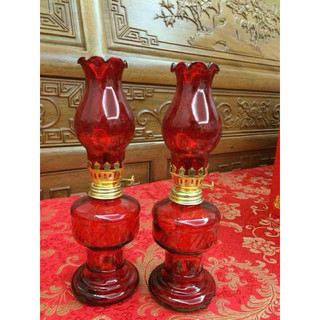 Đèn Dầu Lưu Ly Dáng Cao màu trắng đỏ đồ thờ cúng đèn thờ trang trí ban thờ