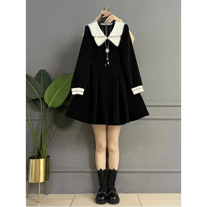 Đầm Bigsize Nữ Mập Fashion Đầm Thiết Kế Bigsize Kaki Nhung Hai Màu Đỏ Đen Thiết Kế Dìa Tay Thanh Lịch, Trẻ Trung DA0042