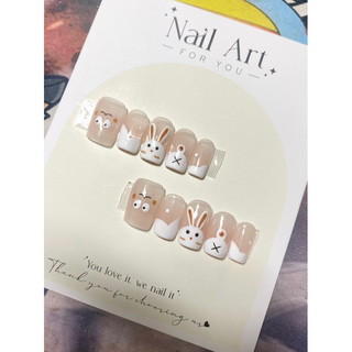 Nail box móng tay giả thiết kế vẽ thỏ dễ thương