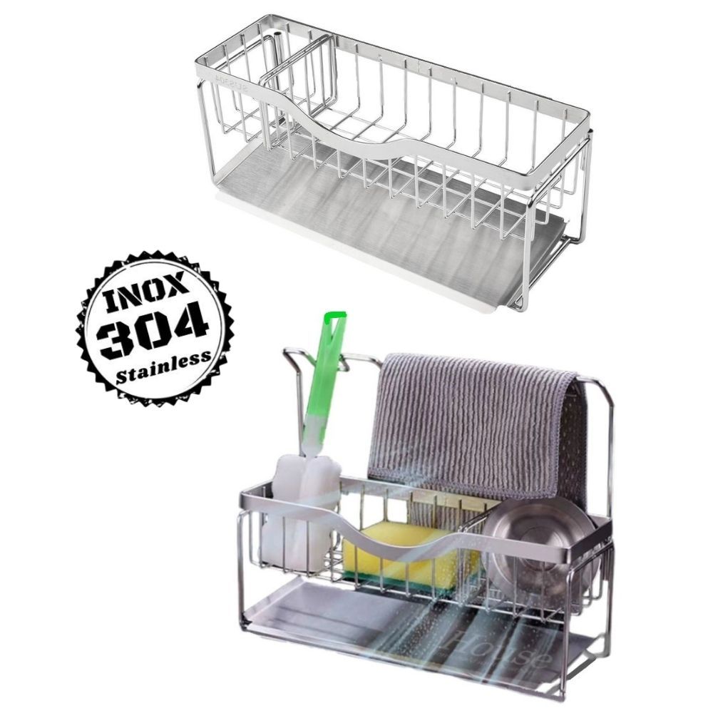 Kệ đựng đồ rửa chén Inox 304 bản dài KRC121 kèm đĩa dốc inox tiện lợi ...